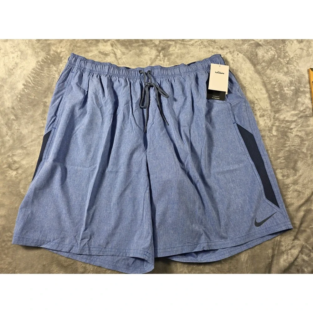 Nike Swim Trunks Lined Shorts Mens 3XL Blue Heathered 4-Way Stretch NWT
